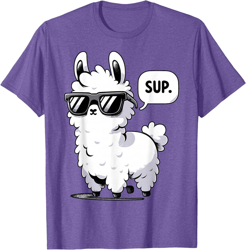 Magical and Funny Llama lover Gifts Alpaca Llama with Sunglasses Sup T-Shirt - Purple Heather