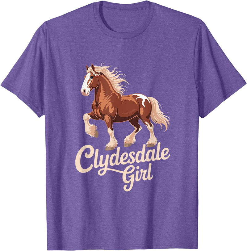 Clydesdale Horse Lovers Club Clydesdale Girl Vintage Horse Equestrian T-Shirt - Purple Heather