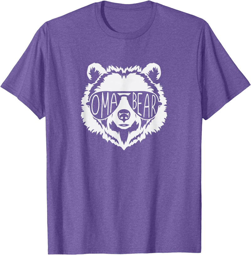 oma Bear Family Apparel Grandma Bear Face with Sunglasses T-Shirt - Purple Heather