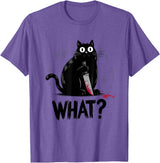 Cat Owners Black Cat What? Black Cat Murderous Cat With Knife Black Cat T-Shirt