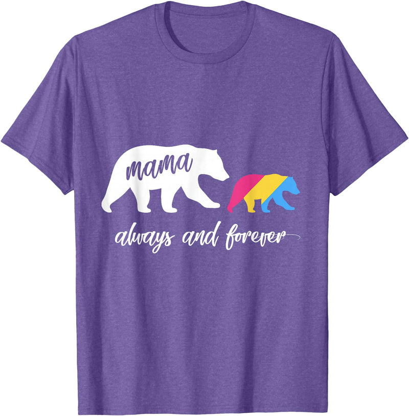 Cute Pansexual and Bisexual Mama Gift Tee Cute Pansexual Mama Bear T-Shirt - Purple Heather