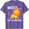 Funny Lion Shirts Moo I'm a horse - lion T-Shirt - Purple Heather