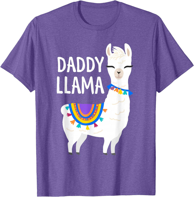 Birthday Llama Shirts Gift Daddy Llama Funny Father's Day Shirt Men, Dad, Dad Birthday T-Shirt - Purple Heather