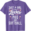 Pigs Memme Just A Girl Who Loves Pigs And Softball Gift Women T-Shirt - Purple Heather