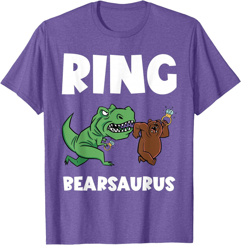 Funny Ring Bearer Wedding Ring Funny Ring Bearer Security Bear Dino Wedding Party Ring T-Shirt - Purple Heather
