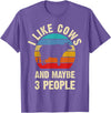 Funny Cows Lover Vintage Theme Gifts I like Cows and maybe 3 people funny vintage Farm theme T-Shirt - Purple Heather