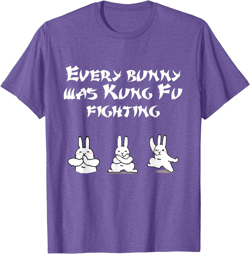 Funny Easter Every Bunny Was Kung Fu Fighting Karate T-Shirt in Purple Heather