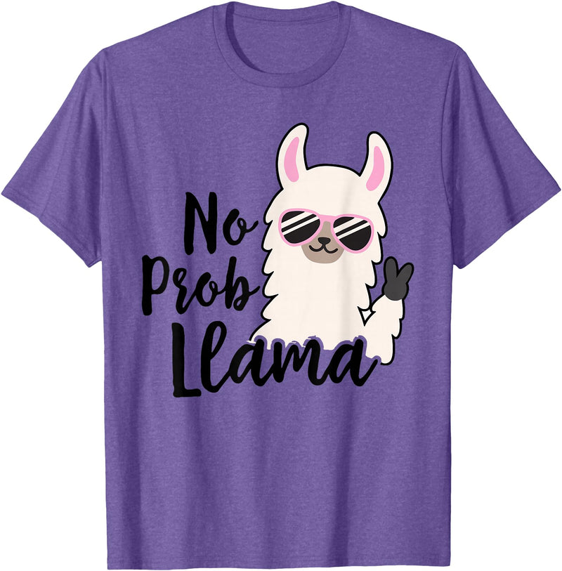 No Prob Llama Drama NO PROB-LLAMA! Funny Llama Alpaca T-Shirt - Purple Heather