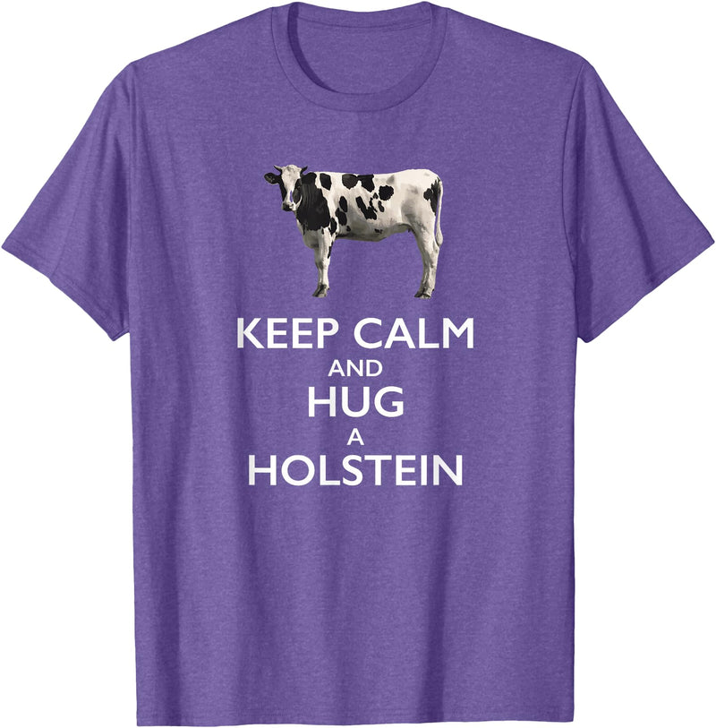 Holstein Lover Tees Keep Calm and Hug a Holstein For Cow Lovers T-Shirt - Purple Heather