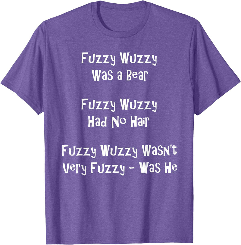 Speech Therapist Gifts - Tongue Twisters! Fuzzy Wuzzy Was a Bear... Best Tongue Twister Gift T-Shirt - Purple Heather