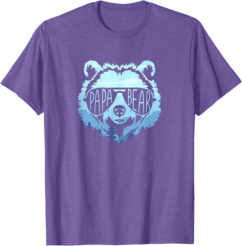 papa Grizzly in sunglasses Papa Bear Vintage Graphic T-Shirt - Purple Heather