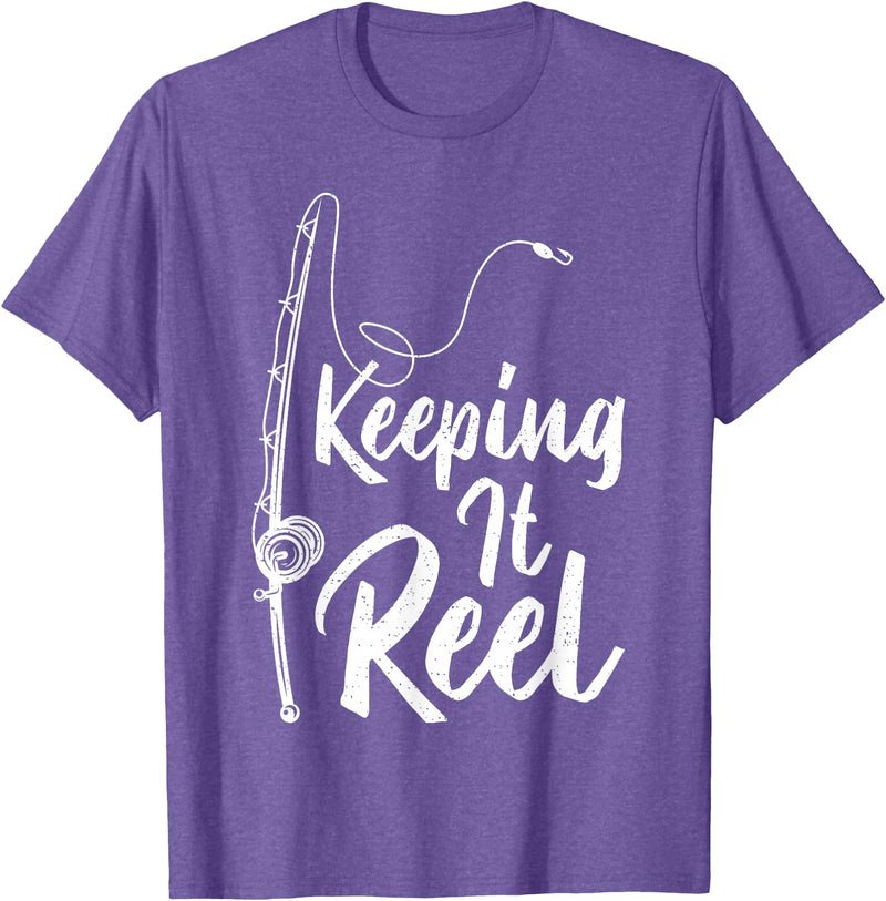 Keeping It Reel Fishing Gifts Fishing Pole Keeping it Reel Joke Funny Fish T-Shirt - Purple Heather