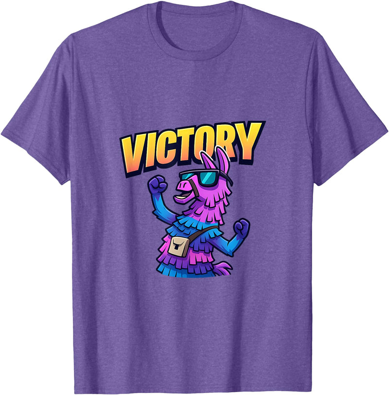 PixelLlama Victory Gaming Victory Llama T-Shirt - Purple Heather