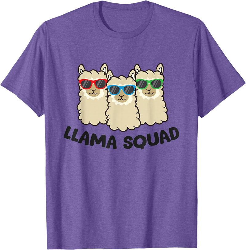 Llama Gifts For Llama Lovers Llama Squad Team Llama Matching Sunglasses LLamas T-Shirt - Purple Heather