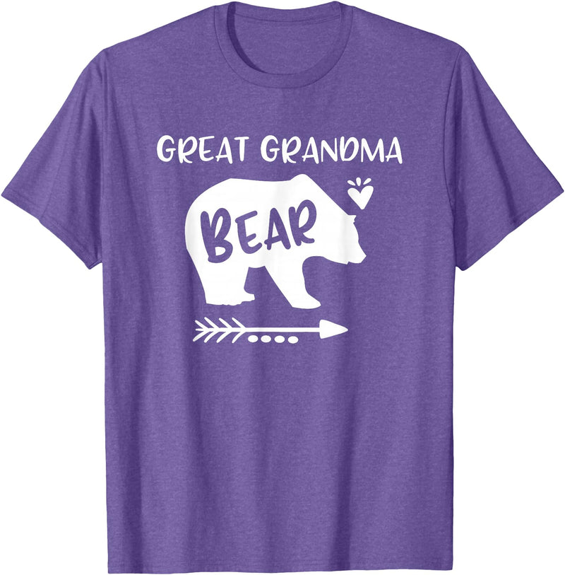 HustlaGirl Great Grandma Bear Shirt Heart & Arrow Great Grandma Gifts T-Shirt - Purple Heather