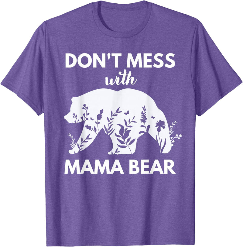 Funny Don't Mess with Mama Bear Tee Don't Mess with Mama Bear Funny Mother's day T-Shirt - Purple Heather