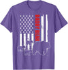Vintage Gift for proud Dad of three Kids 4th July Daddy Bear with 3 cubs American Flag Daddy Bear Triplets T-Shirt - Purple Heather