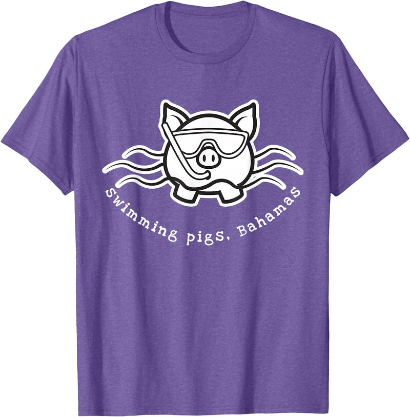 Bahamas Swimming Pigs Bahamas Swimming Pig with Mask and Snorkel T-Shirt - Purple Heather