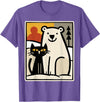 Utschki Bratschki Black Cat and Polar Bear Winter Animal Cute Snow Art T-Shirt - Purple Heather