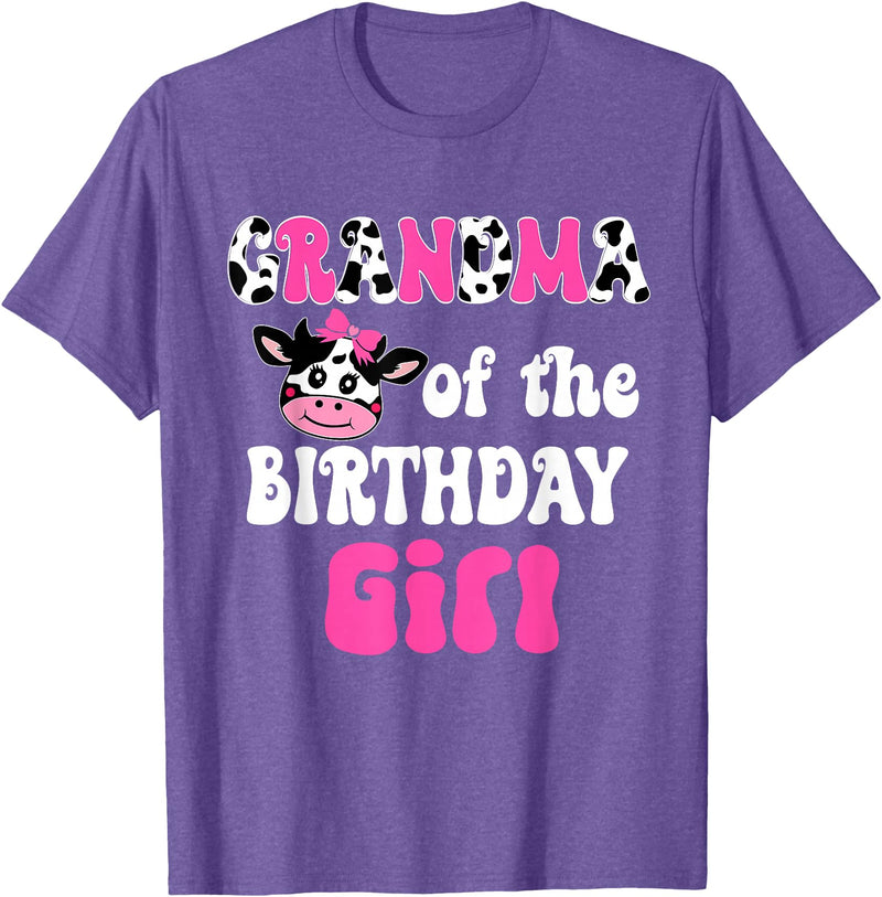 Grandma Of The Birthday Girl Farm Cow Shirts Grandma Of The Birthday Girl Farm Cow 1St Birthday Girl T-Shirt - Purple Heather