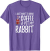 Rabbit Lover Coffee Funny Bunny Mom Gift T-Shirt in Purple Heather