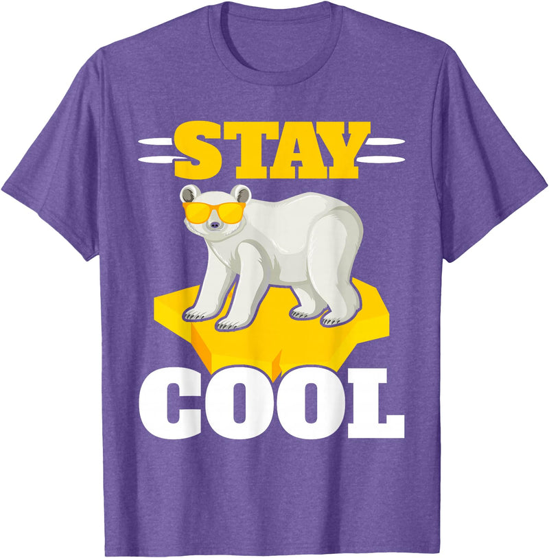 Polar Bear Antartica Arctic SteMi Apparel Stay Cool Polar Bear Arctic Animal Ice Bear Lover T-Shirt - Purple Heather