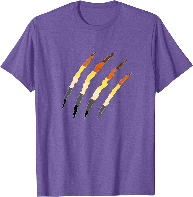 Gay Bear Pride T-Shirts LGBT Gay Bear Pride Shirt For Men - Bear Paw Scratch Cub T-Shirt - Purple Heather