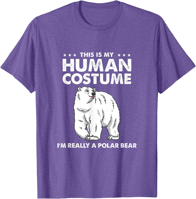 Awesome Halloween Designs This is My Human Costume I'm Really A Polar Bear Halloween T-Shirt - Purple Heather