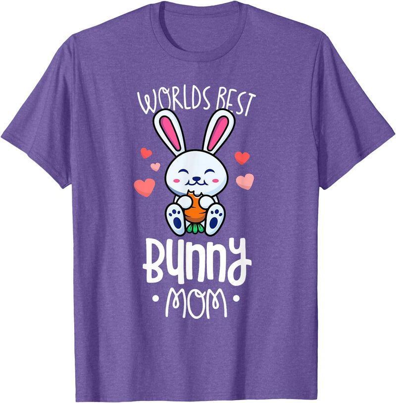 World's Best Bunny Mom for Women Rabbit Lover Gifts T-Shirt in Purple Heather