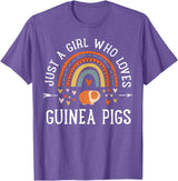 Cute Clothing With Guinea Pigs For Girls Just A Girl Who Loves Guinea Pigs Rainbow Gifts Cavy Lover T-Shirt - Purple Heather