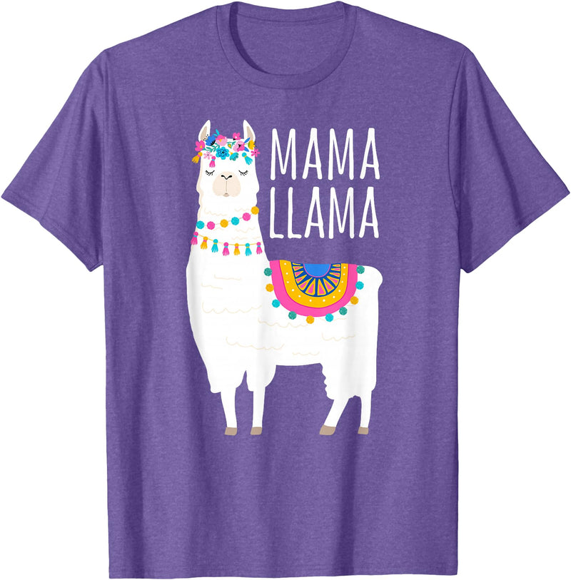 Mama Llama Lover Gifts by Memme Mama Llama Shirt for Women T-Shirt - Purple Heather