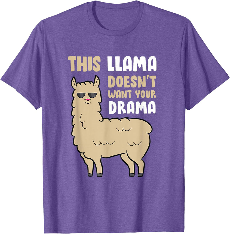 Funny Llama And Alpaca Gifts This Llama Doesn't Like Your Drama Funny Llama T-Shirt - Purple Heather