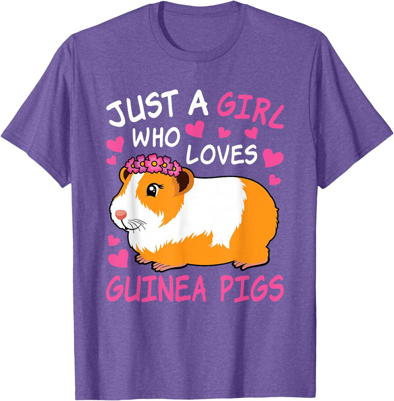 EDILILU Just A Girl Who Loves Guinea Pigs Cute Guinea Pig Lover T-Shirt - Purple Heather