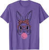 Cute Easter Bunny Face Rabbit Bunny with Glasses & Bubblegum T-Shirt in Purple Heather