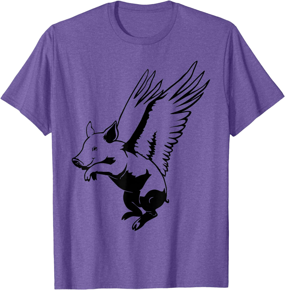 Flying Pig Funny Animals Flying Pig with Wings Fly Pig Lovers T-Shirt - Purple Heather