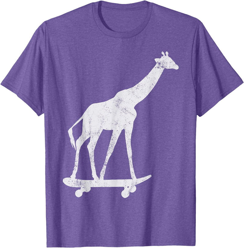 Giraffe Skateboarding Skateboarder Gifts Giraffe Skateboarding Skateboarder T-Shirt - Purple Heather