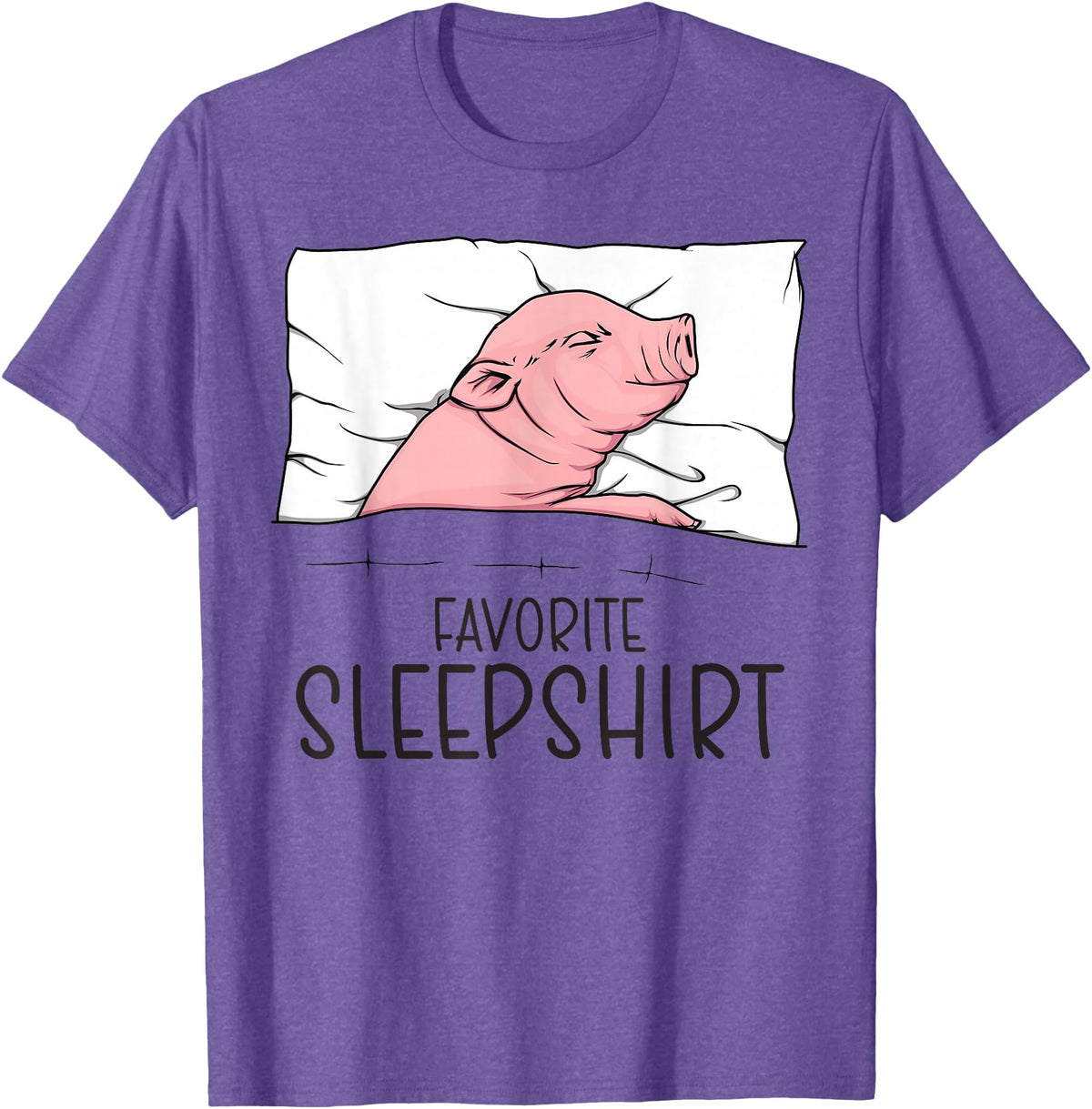 Sleeping & Napping Shirt Gifts For Nap Lovers Favorite Sleepshirt, Napping Pig, Piglet & Piggy Pajama T-Shirt - Purple Heather