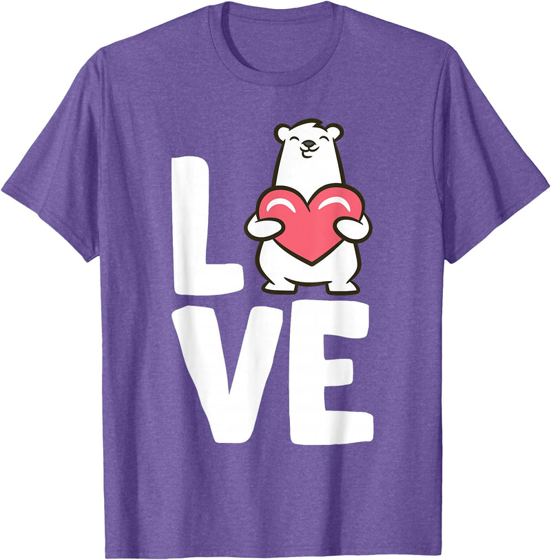 Cute Polar Bear Gifts And Tees I Love Polar Bears T-Shirt - Purple Heather