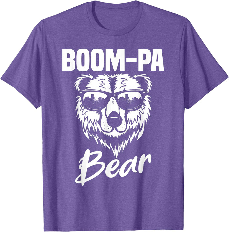 Boom-Pa Bear Funny Gifts Apparel Boom-Pa Bear Wearing Cool Sunglasses Fathers Day Gift T-Shirt - Purple Heather