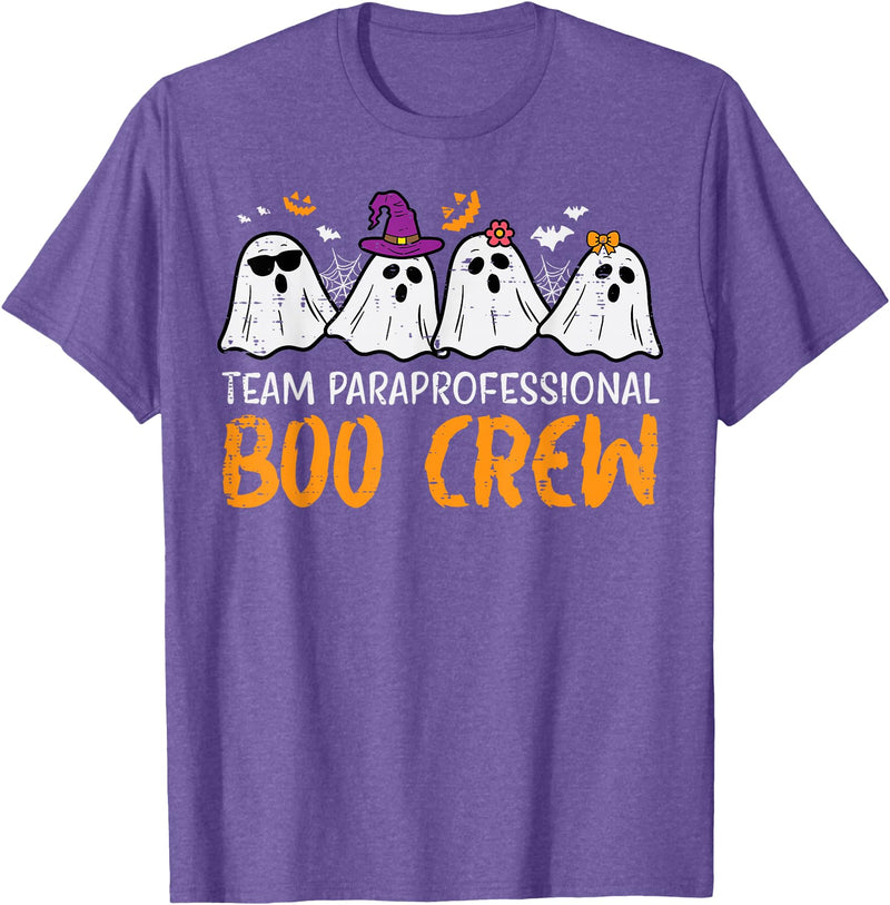 Halloween Shirts For Women Men Kids Boys Girls Halloween Team Paraprofessional Boo Crew para Costume Women T-Shirt - Purple
