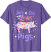 Pig Just A Girl Who Loves Pigs Gift for Pig Lovers T-Shirt - Purple Heather
