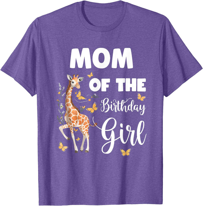 Giraffe Birthday Party by LazyPanda Giraffe Mom of the Birthday Girl Matching Family T-Shirt - Purple Heather