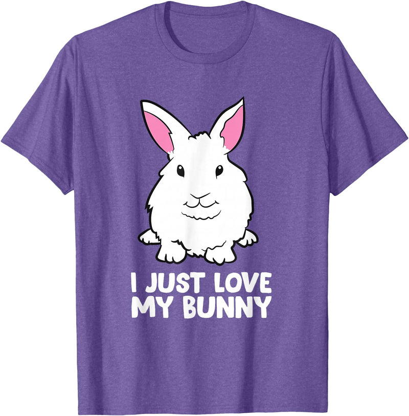 I Just Love My Bunny Cute Bunny Rabbit Pet T-Shirt in Purple Heather