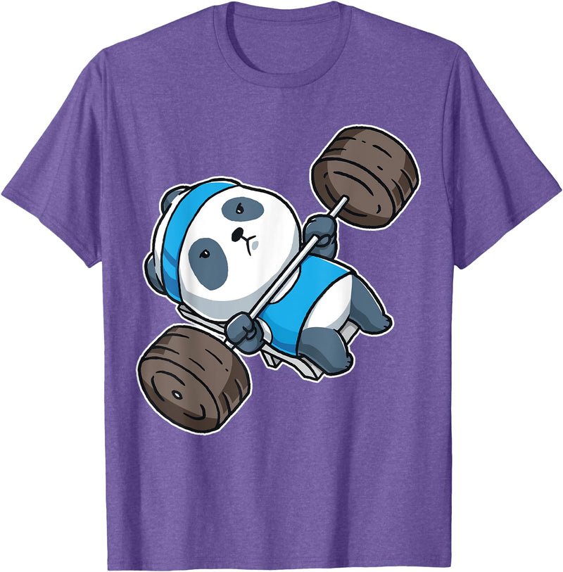 BCC Funny Panda Shirts & Panda Bear Gifts Panda Bear Gym Workout Training Bench Press Weight Lifting T-Shirt - Purple Heather
