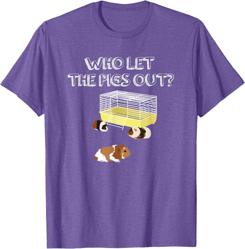 Guinea Pig Fan Gift Designs Who let the Pigs out I Funny Guinea Pig T-Shirt - Purple Heather