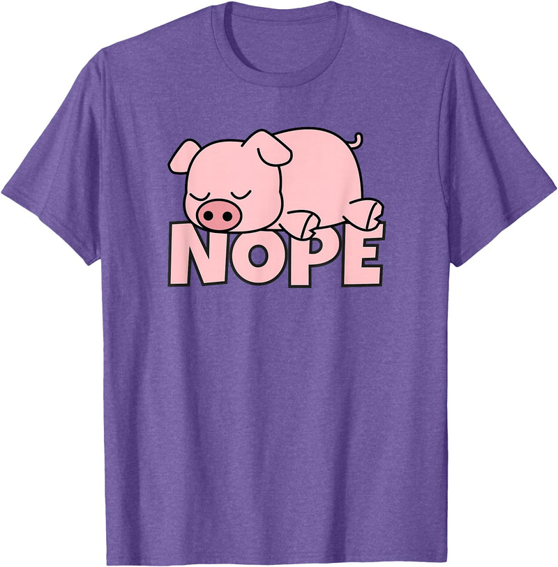 Funny Laziness Shirts & Gifts For Animal Lovers Lazy Pig Piggy Not Today Nope T-Shirt - Purple Heather