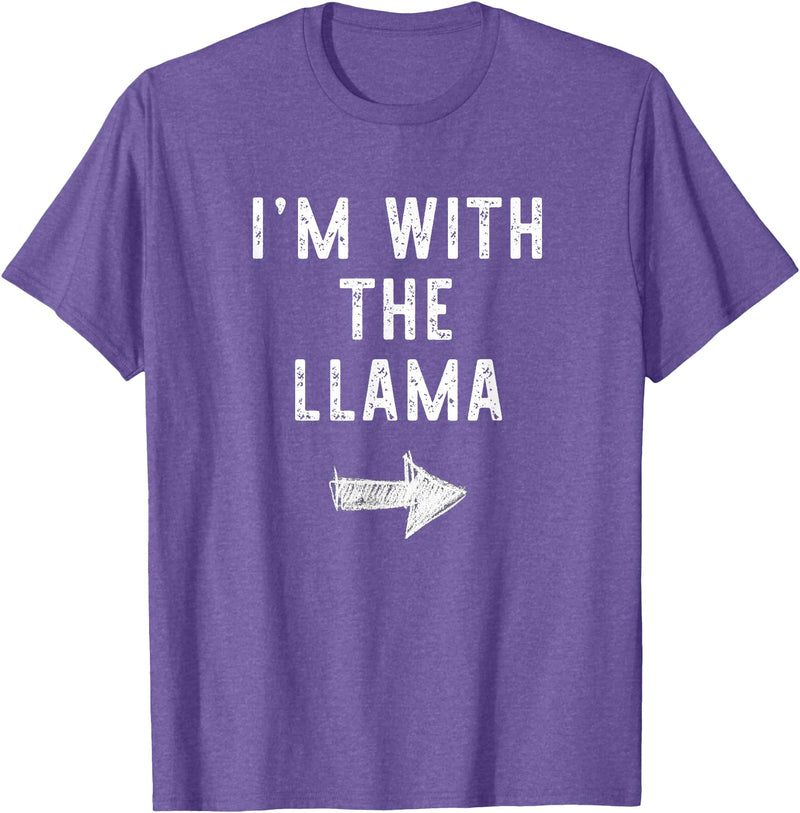 Im With The Llama Halloween Costume I’m with The Llama Funny Halloween Couple Costume T-Shirt - Purple Heather