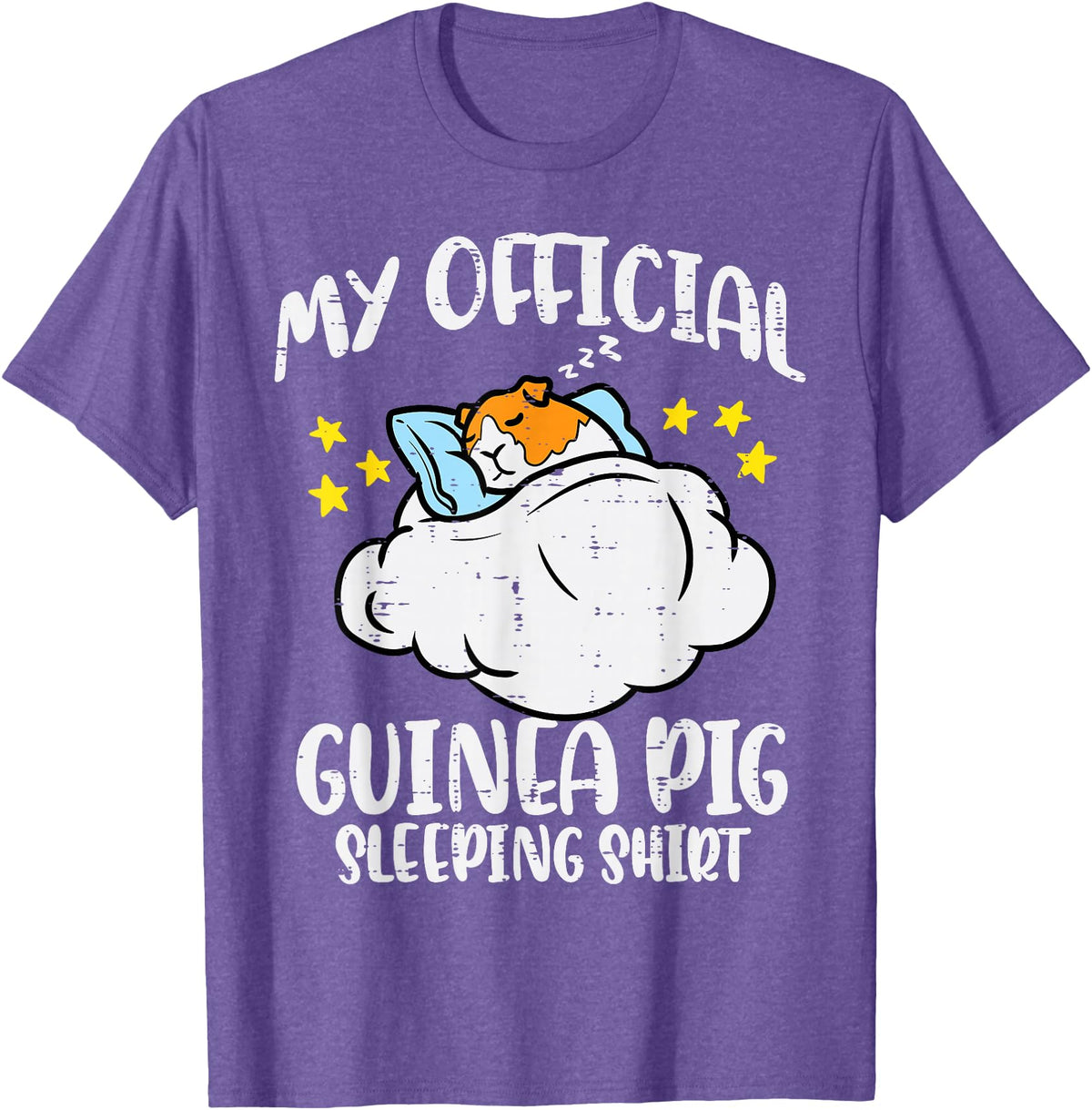 Guinea Pig Shirts For Men Women Kids Gift My Official Guinea Pig Sleeping Shirt Cavy Women Kids Men T-Shirt - Purple Heather