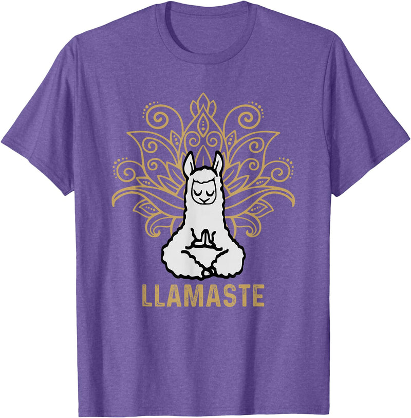 Lama Llamaste Family Summer Sport Yoga Gift Tees Llamaste Yoga Gift For Men Women Kids Lover Llama Yoga T-Shirt - Purple Heather