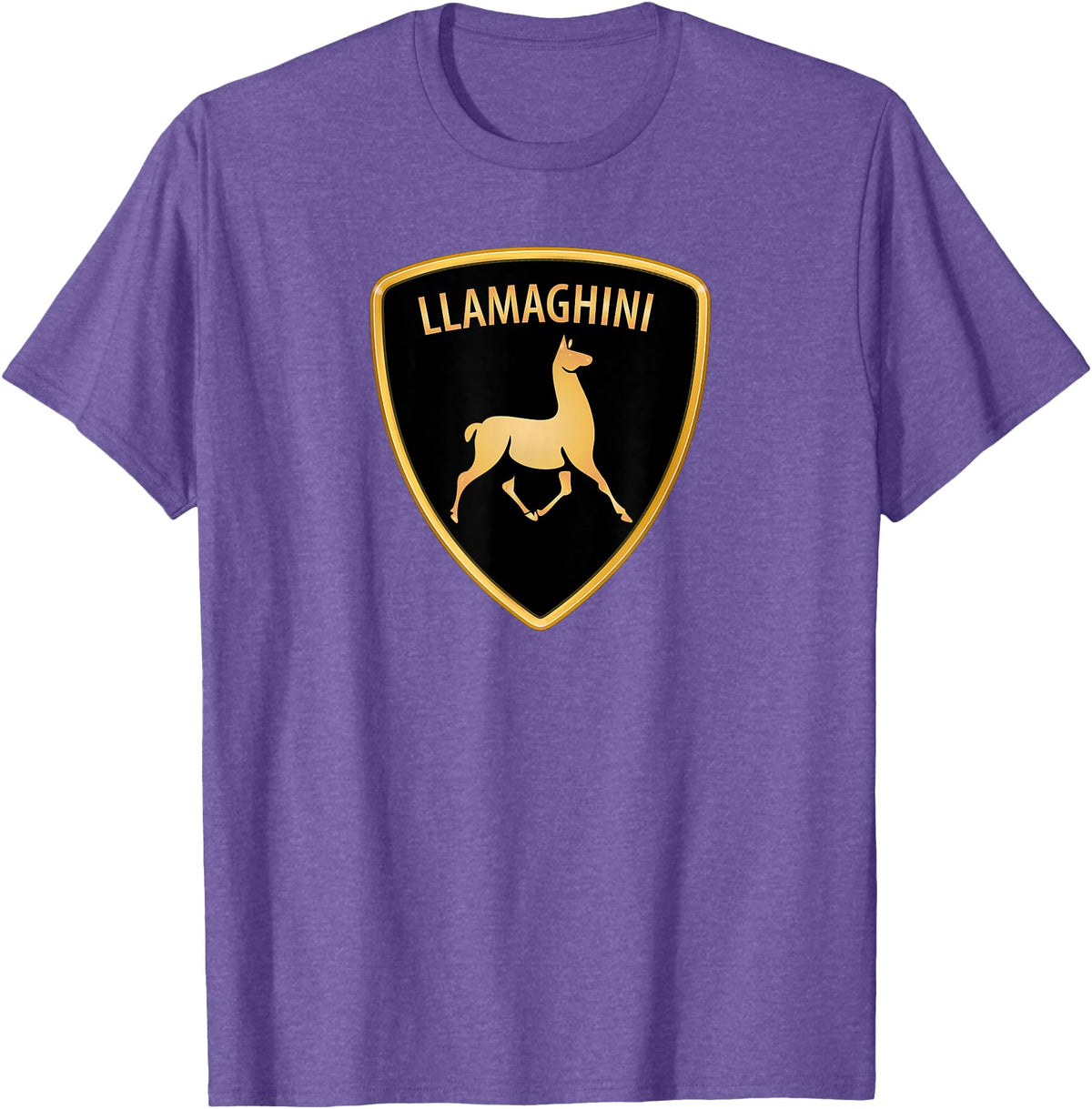 Llamaghini Apparel Co Llamaghini Funny Hillarious Llama Emblem Parody Fun Design T-Shirt - Purple Heather